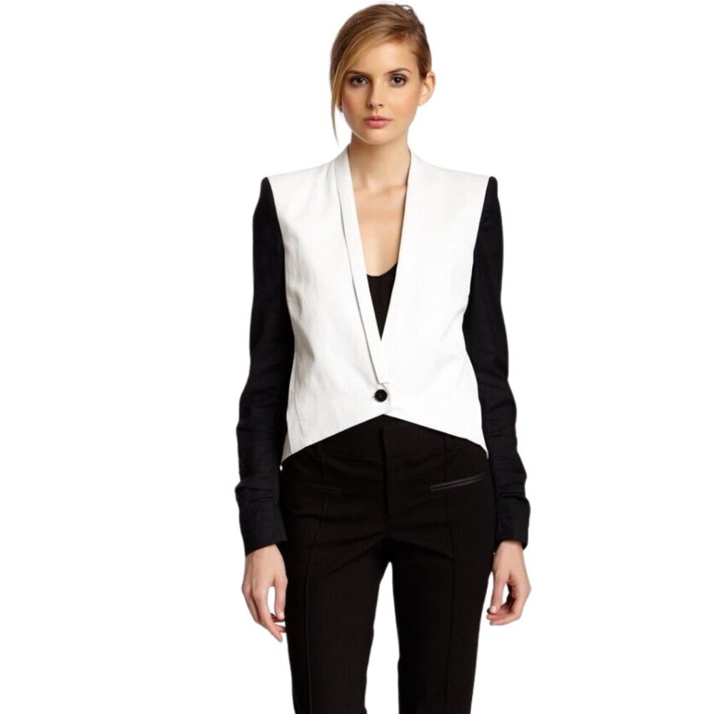 Women's Jacket, Black & White Tuxedo Jacket, Helmut Lang Brand Size 2